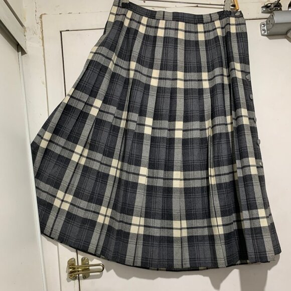 VINTAGE ALJEAN WOOL PLAID PLEATED KILT SKIRTS SIZE 32 - Picture 3 of 9